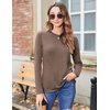 Zeagoo Women’s Casual Shirts Long Sleeve Tops Crewneck Tshirts Fall Clothes(Black+brown+cream)