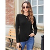 Zeagoo Women’s Casual Shirts Long Sleeve Tops Crewneck Tshirts Fall Clothes(Black+maroon+cream)