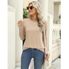 Zeagoo Women’s Casual Shirts Long Sleeve Tops Crewneck Tshirts Fall Clothes(Black+maroon+cream)