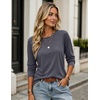 Zeagoo Women’s Casual Shirts Long Sleeve Tops Crewneck Tshirts Fall Clothes(Dark Grey)