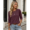 Zeagoo Women’s Casual Shirts Long Sleeve Tops Crewneck Tshirts Fall Clothes(Dark Red)