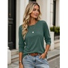 Zeagoo Women’s Casual Shirts Long Sleeve Tops Crewneck Tshirts Fall Clothes(Green)