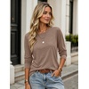 Zeagoo Women’s Casual Shirts Long Sleeve Tops Crewneck Tshirts Fall Clothes(Khaki)