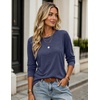 Zeagoo Women’s Casual Shirts Long Sleeve Tops Crewneck Tshirts Fall Clothes(Navy Blue)