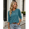 Zeagoo Women’s Casual Shirts Long Sleeve Tops Crewneck Tshirts Fall Clothes(Peacock Blue)