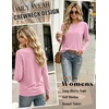 Zeagoo Women’s Casual Shirts Long Sleeve Tops Crewneck Tshirts Fall Clothes(Pink)