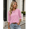 Zeagoo Women’s Casual Shirts Long Sleeve Tops Crewneck Tshirts Fall Clothes(Pink)