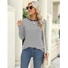 Zeagoo Women’s Casual Shirts Long Sleeve Tops Crewneck Tshirts Fall Clothes(Stripe Black+black+maroon)