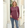 Zeagoo Women’s Casual Shirts Long Sleeve Tops Crewneck Tshirts Fall Clothes(Stripe Black+black+maroon)