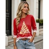 Zeagoo Women’s Casual Shirts Long Sleeve Tops Crewneck Tshirts Fall Clothes(Z Christmas Tree 489)