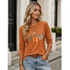 Zeagoo Women’s Casual Shirts Long Sleeve Tops Crewneck Tshirts Fall Clothes(Z Halloween Pumpkin 86)