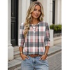 Zeagoo Women’s Casual Shirts Long Sleeve Tops Crewneck Tshirts Fall Clothes(Z Plaid Pink 326)
