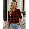 Zeagoo Women’s Casual Shirts Long Sleeve Tops Crewneck Tshirts Fall Clothes(Z Plaid Red 643)