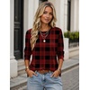 Zeagoo Women’s Casual Shirts Long Sleeve Tops Crewneck Tshirts Fall Clothes(Z Plaid Red 643)