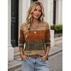 Zeagoo Women’s Casual Shirts Long Sleeve Tops Crewneck Tshirts Fall Clothes(Z Stripes Brown 398)