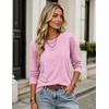 Zeagoo Women’s Casual Shirts Long Sleeve Tops Crewneck Tshirts Fall Clothes(Z Stripes Pink 641)