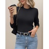 Zeagoo Women’s Fleece Sherpa Lined Sweater Mock Neck Long Sleeve Thermal Shirt 2026 Fall Winter Fuzzy Knit Jumper Tops S-XXL(Black)