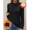 Zeagoo Women’s Fleece Sherpa Lined Sweater Mock Neck Long Sleeve Thermal Shirt 2026 Fall Winter Fuzzy Knit Jumper Tops S-XXL(Black)