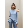Zeagoo Women’s Fleece Sherpa Lined Sweater Mock Neck Long Sleeve Thermal Shirt 2026 Fall Winter Fuzzy Knit Jumper Tops S-XXL(Clear Blue)