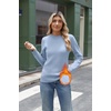 Zeagoo Women’s Fleece Sherpa Lined Sweater Mock Neck Long Sleeve Thermal Shirt 2026 Fall Winter Fuzzy Knit Jumper Tops S-XXL(Clear Blue)