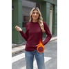 Zeagoo Women’s Fleece Sherpa Lined Sweater Mock Neck Long Sleeve Thermal Shirt 2026 Fall Winter Fuzzy Knit Jumper Tops S-XXL(Dark Red)