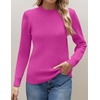 Zeagoo Women’s Fleece Sherpa Lined Sweater Mock Neck Long Sleeve Thermal Shirt 2026 Fall Winter Fuzzy Knit Jumper Tops S-XXL(Hot Pink)
