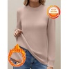 Zeagoo Women’s Fleece Sherpa Lined Sweater Mock Neck Long Sleeve Thermal Shirt 2026 Fall Winter Fuzzy Knit Jumper Tops S-XXL(Khaki)