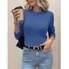 Zeagoo Women’s Fleece Sherpa Lined Sweater Mock Neck Long Sleeve Thermal Shirt 2026 Fall Winter Fuzzy Knit Jumper Tops S-XXL(Navy)