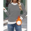 Zeagoo Women’s Fleece Sherpa Lined Sweater Mock Neck Long Sleeve Thermal Shirt 2026 Fall Winter Fuzzy Knit Jumper Tops S-XXL(White Black Stripe)