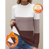 Zeagoo Women’s Fleece Sherpa Lined Sweater Mock Neck Long Sleeve Thermal Shirt 2026 Fall Winter Fuzzy Knit Jumper Tops S-XXL(White Khaki Brown)