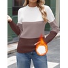 Zeagoo Women’s Fleece Sherpa Lined Sweater Mock Neck Long Sleeve Thermal Shirt 2026 Fall Winter Fuzzy Knit Jumper Tops S-XXL(White Khaki Brown)