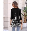 Zeagoo Womens Tops 3/4 Sleeve loose fit dressy Tunics Plus Size Boho Shirts(Black White Floral)