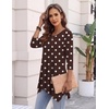 Zeagoo Womens Tops 3/4 Sleeve loose fit dressy Tunics Plus Size Boho Shirts(Brown Polka Dot-jh725)