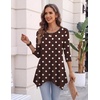 Zeagoo Womens Tops 3/4 Sleeve loose fit dressy Tunics Plus Size Boho Shirts(Brown Polka Dot-jh725)
