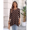 Zeagoo Womens Tops 3/4 Sleeve loose fit dressy Tunics Plus Size Boho Shirts(Brown Polka Dot-jh725)