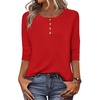Zeagoo 3/4 Length Sleeve Women Tops Dressy Casual Blouses Work Clothes(Holiday Red)