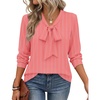 Zeagoo Blouses for Women Bow Tie Neck Chiffon Long Sleeve Shirt Work Tops(Jh586)