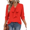 Zeagoo Blouses for Women Bow Tie Neck Chiffon Long Sleeve Shirt Work Tops(Jh652)