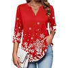 Zeagoo Womens 3/4 Length Sleeve Tops V Neck Tunic Dressy Casual Blouse(Snowflake)