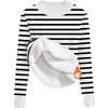 Zeagoo Women’s Fleece Sherpa Lined Sweater Mock Neck Long Sleeve Thermal Shirt 2026 Fall Winter Fuzzy Knit Jumper Tops S-XXL(White Black Stripe)