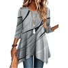 Zeagoo Womens Tops 3/4 Sleeve loose fit dressy Tunics Plus Size Boho Shirts(Gray-jh741)