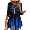 Zeagoo Womens Tops 3/4 Sleeve loose fit dressy Tunics Plus Size Boho Shirts(Royal Blue Boho-jb229)