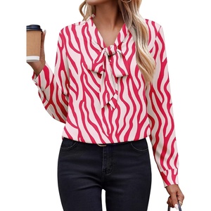 Zeagoo Blouses for Women Bow Tie Neck Chiffon Long Sleeve Shirt Work Tops(An434)