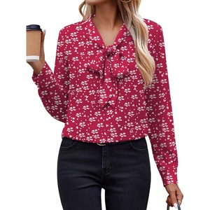 Zeagoo Blouses for Women Bow Tie Neck Chiffon Long Sleeve Shirt Work Tops(Cx282)