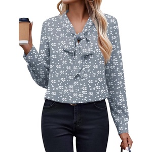 Zeagoo Blouses for Women Bow Tie Neck Chiffon Long Sleeve Shirt Work Tops(Cx285)