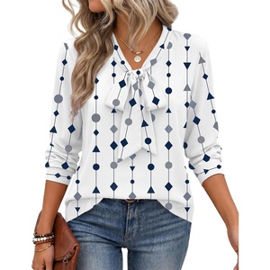 Zeagoo Blouses for Women Bow Tie Neck Chiffon Long Sleeve Shirt Work Tops(Jh599)