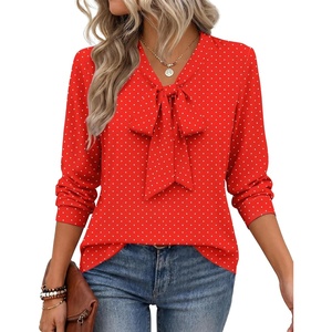 Zeagoo Blouses for Women Bow Tie Neck Chiffon Long Sleeve Shirt Work Tops(Jh652)