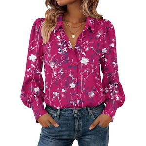 Zeagoo Women Button Down Shirts Casual Long Sleeve Tops Work Blouses(Sf243-rose Red)
