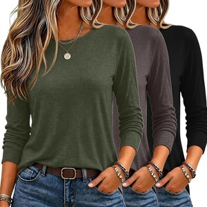 Zeagoo Women’s Casual Shirts Long Sleeve Tops Crewneck Tshirts Fall Clothes(Army Green + Brown + Black)