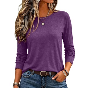 Zeagoo Women’s Casual Shirts Long Sleeve Tops Crewneck Tshirts Fall Clothes(Plum)